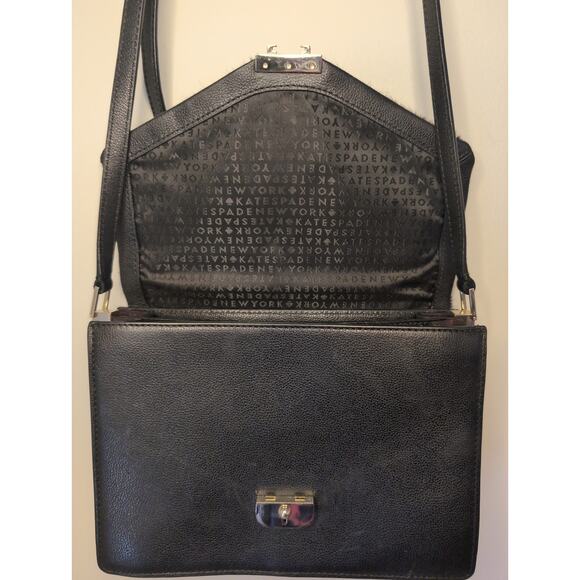 Kate Spade leather calf Hyde Place Sayra flap front Aubergine blk crossbody - Picture 8 of 12